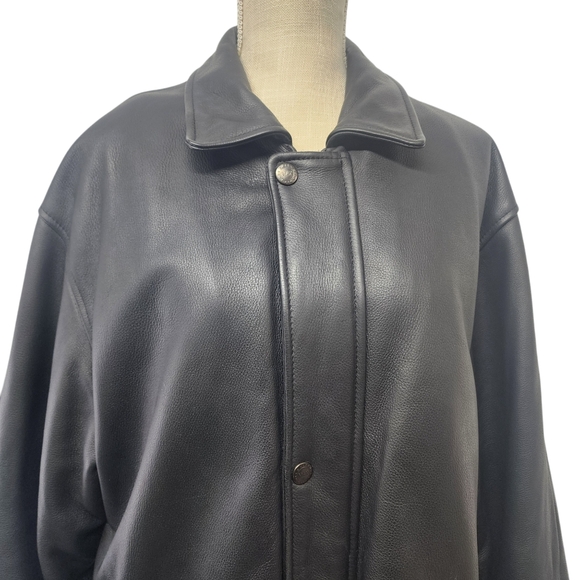Max USA Womens Y2K Black Faux Fur Lined Genuine Leather Full Length Jacket Sz M‎ - Picture 2 of 15